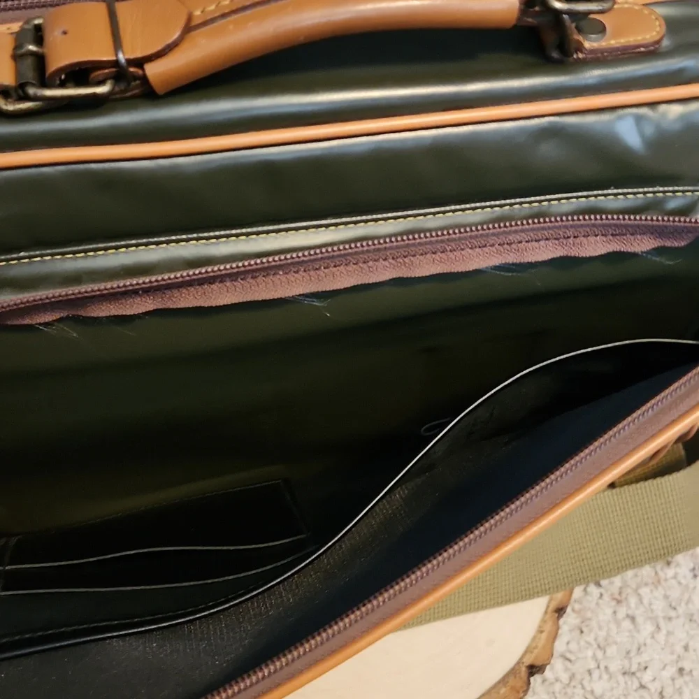 Vintage Spirit of Adventure Green & Brown Soft Briefcase Bag